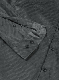 Thomas Scott Men Premium Spread Collar Textured Slim Fit Casual Shirt