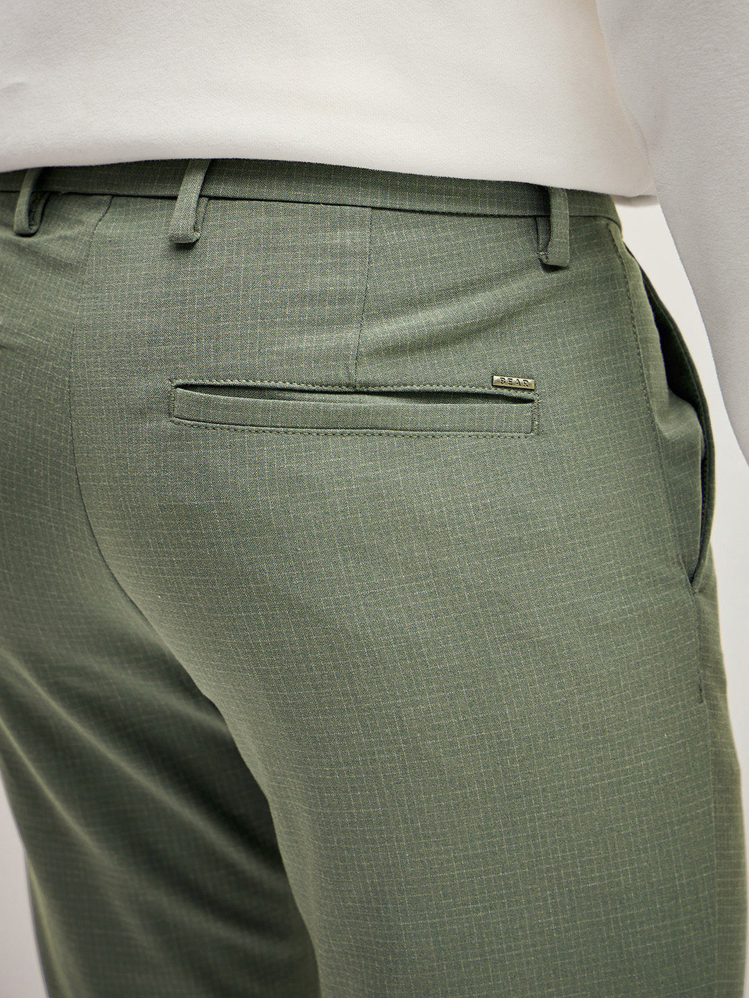 THE BEAR HOUSE Men Solid 4 Way Stretch Slim Fit Formal Trouser