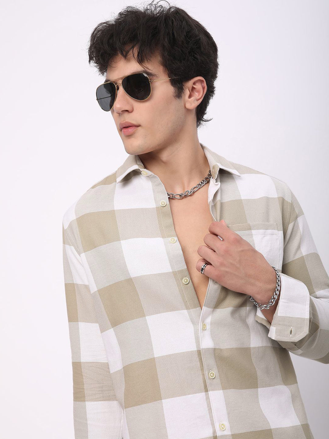 VASTRADO Men Classic Slim Fit Opaque Checked Casual Shirt