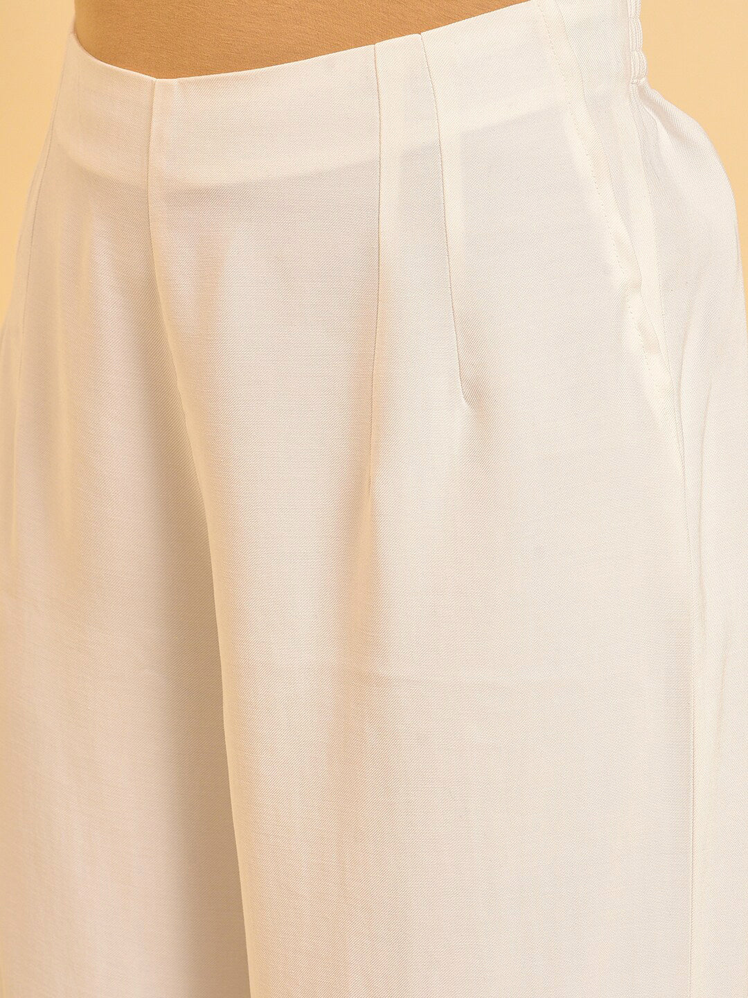 W Women White Mid-Rise Parallel Trousers