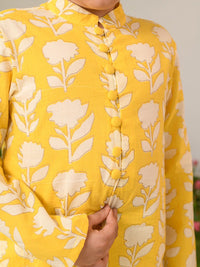 pspeaches Boys Floral Printed Pure Cotton Kurta with Pyjamas