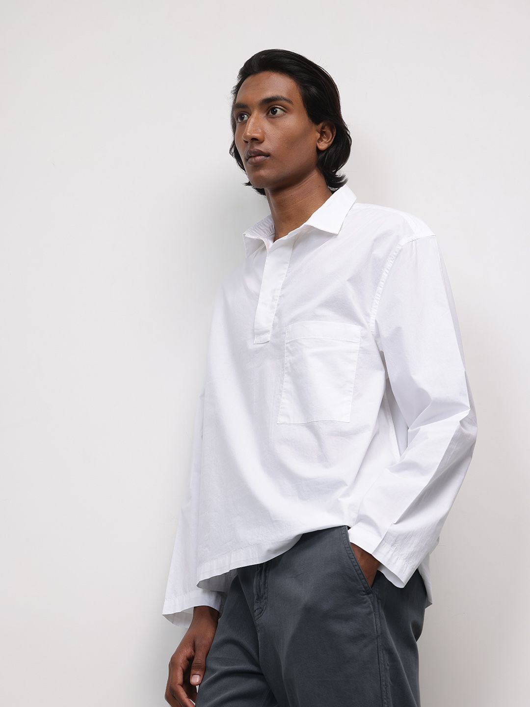 ether Pure Cotton Longline Casual Shirt