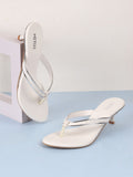 Metro Open Toe Striped Kitten Heels