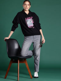 DressBerry Women Printed Hooded Sweatshirt