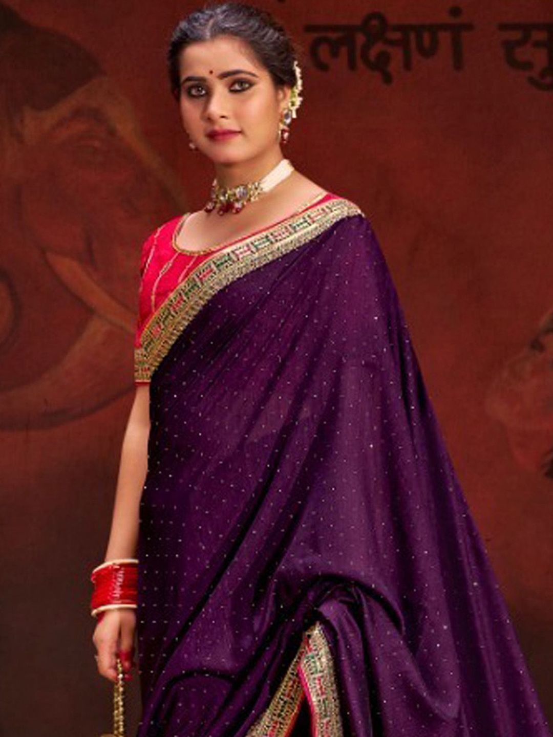 Saree mall Embellished Beads and Stones Silk Blend Sarees