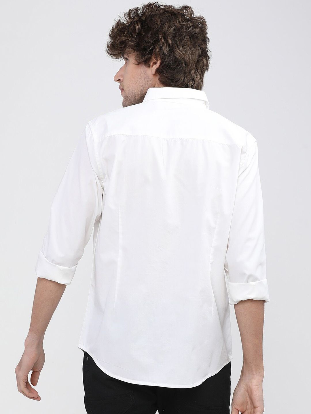 HIGHLANDER Men White Slim Fit Casual Shirt