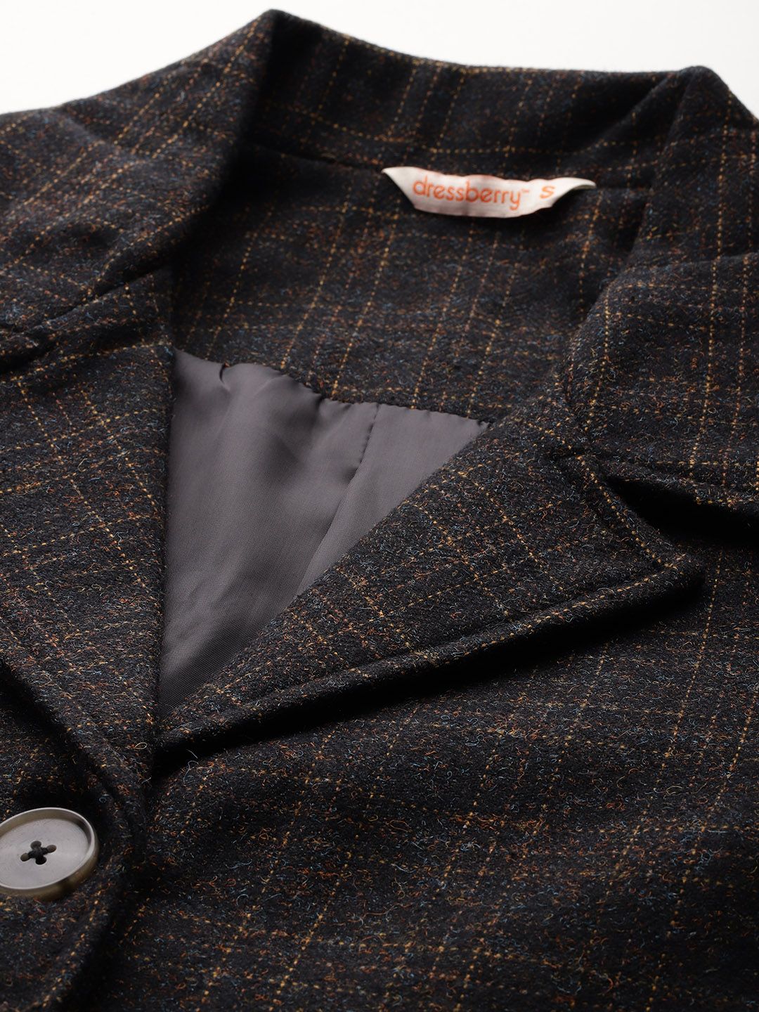 DressBerry Checked Single-Breasted Longline Overcoat