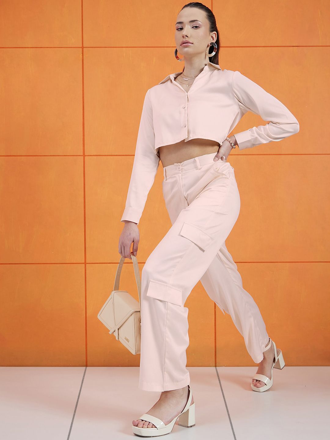 STREET 9 Women Relaxed Loose Fit High-Rise Pleated Satin Trousers