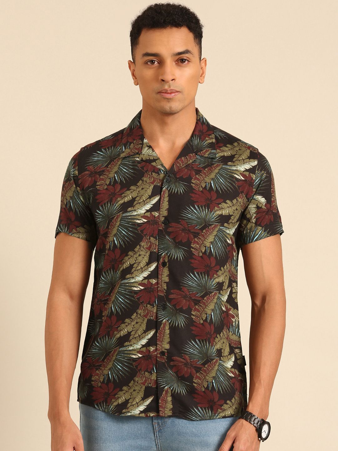 Being Human Slim Fit Floral Printed Casual Shirt