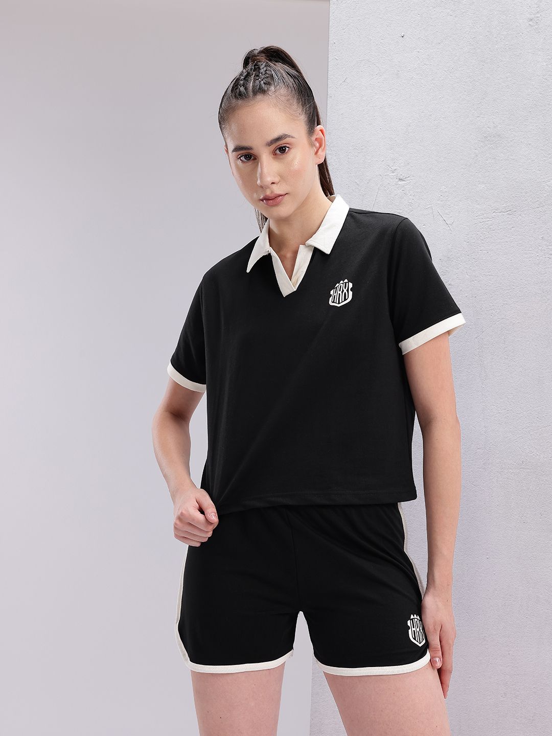 HRX by Hrithik Roshan Monochrome T-shirt With Shorts