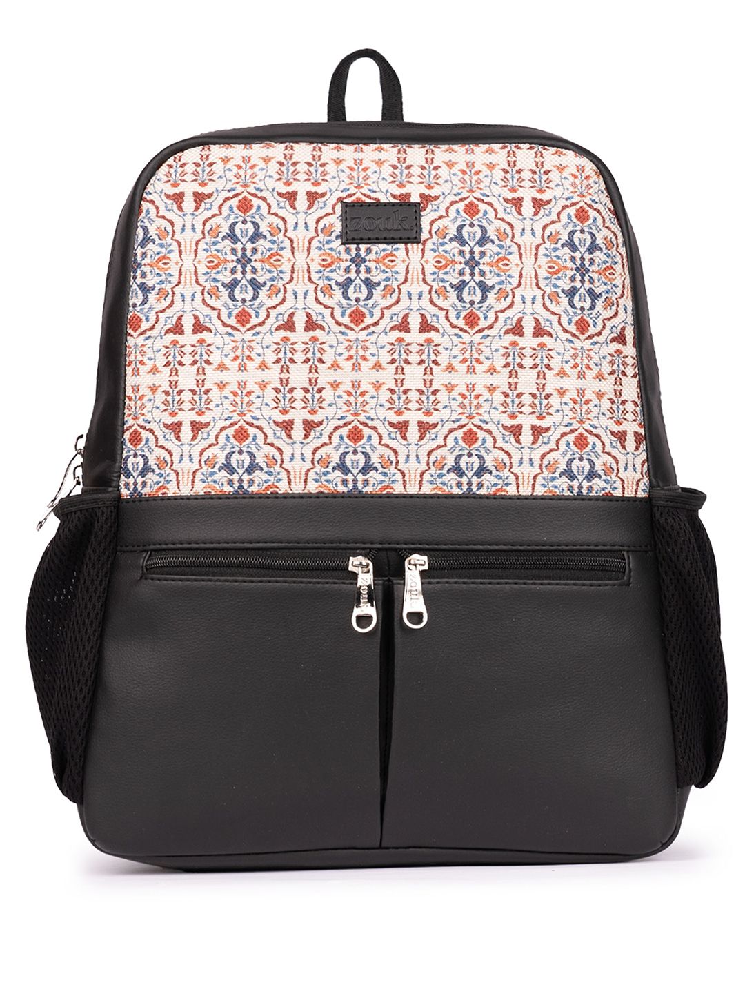 ZOUK Agra Floral Printed Vegan Leather Backpack With Compression Straps-Up to 16 inch
