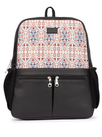 ZOUK Agra Floral Printed Vegan Leather Backpack With Compression Straps-Up to 16 inch
