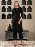 W Solid Silk Kurta With Straight Pant