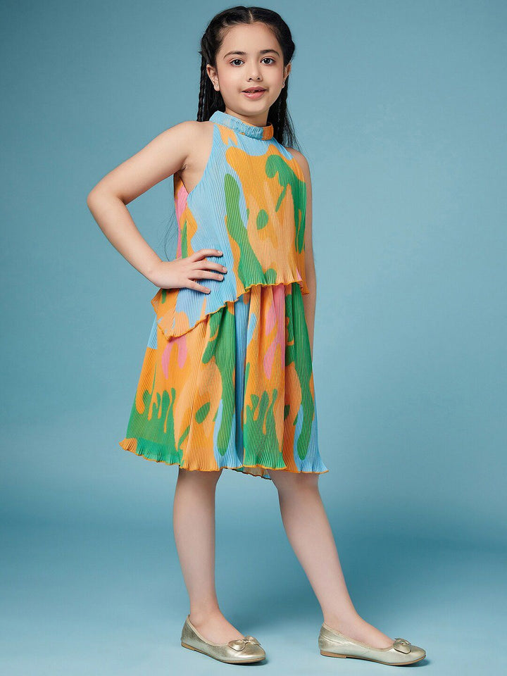 pspeaches Girls Tie and Dye Georgette A-Line Dress