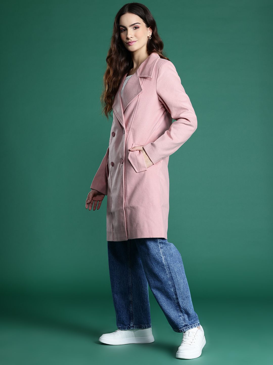 DressBerry Notched Lapel Collar Longline Overcoat