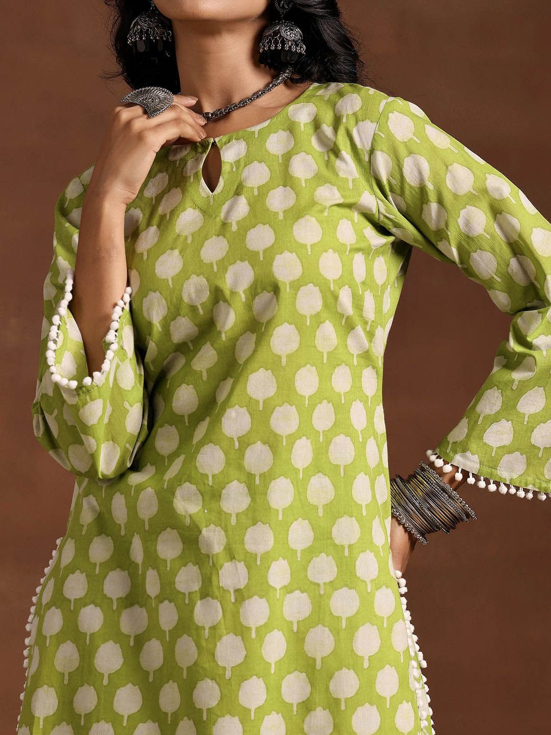 Libas Women Floral Printed Regular Pure Cotton Kurta with Salwar