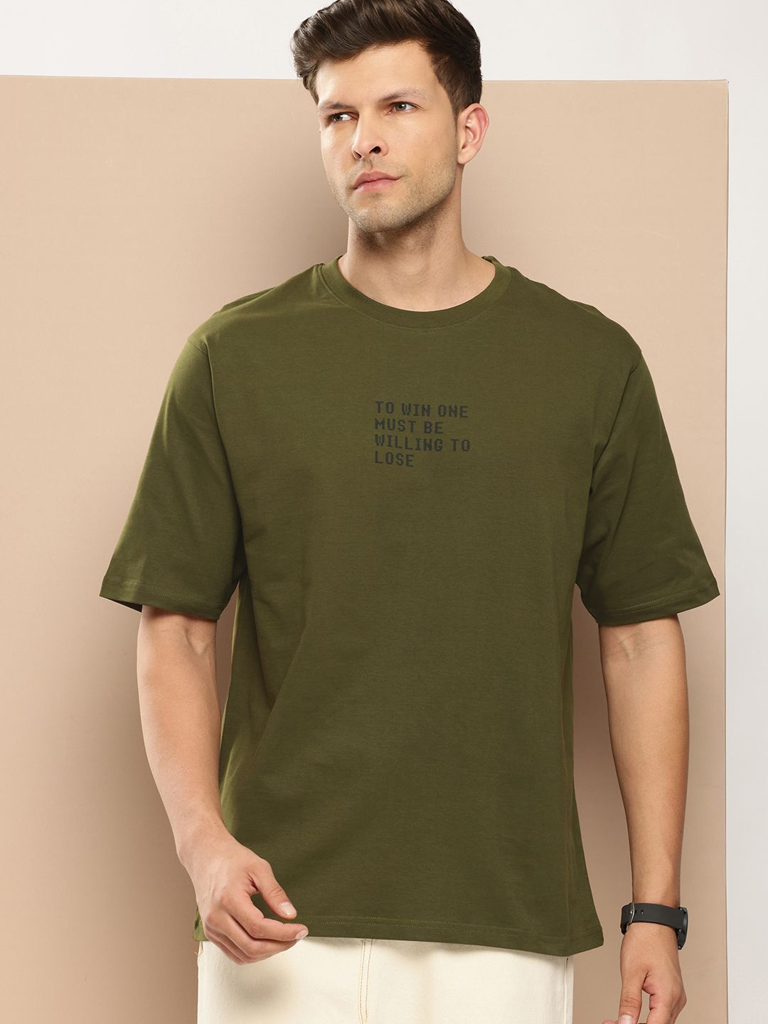 Difference of Opinion Men Typography Printed Pure Cotton Oversized T-shirt