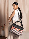 ZOUK Striped Structured Jute Handheld Bag