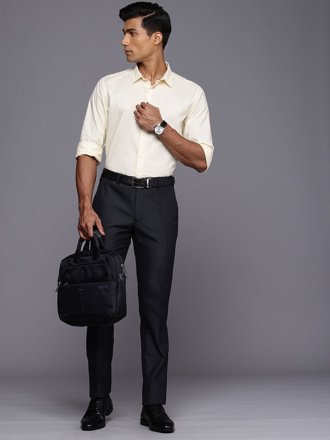 Raymond Men Textured Slim Fit Trousers