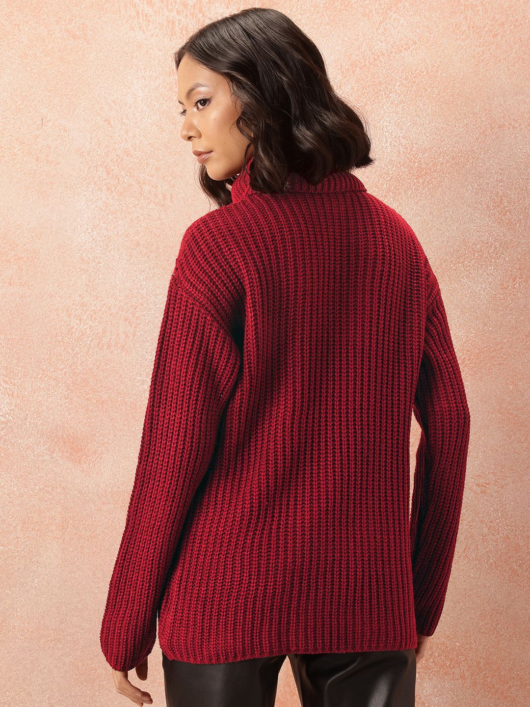 all about you Ribbed Acrylic Longline Pullover