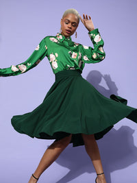 Berrylush Women Green Solid A-line Skirt