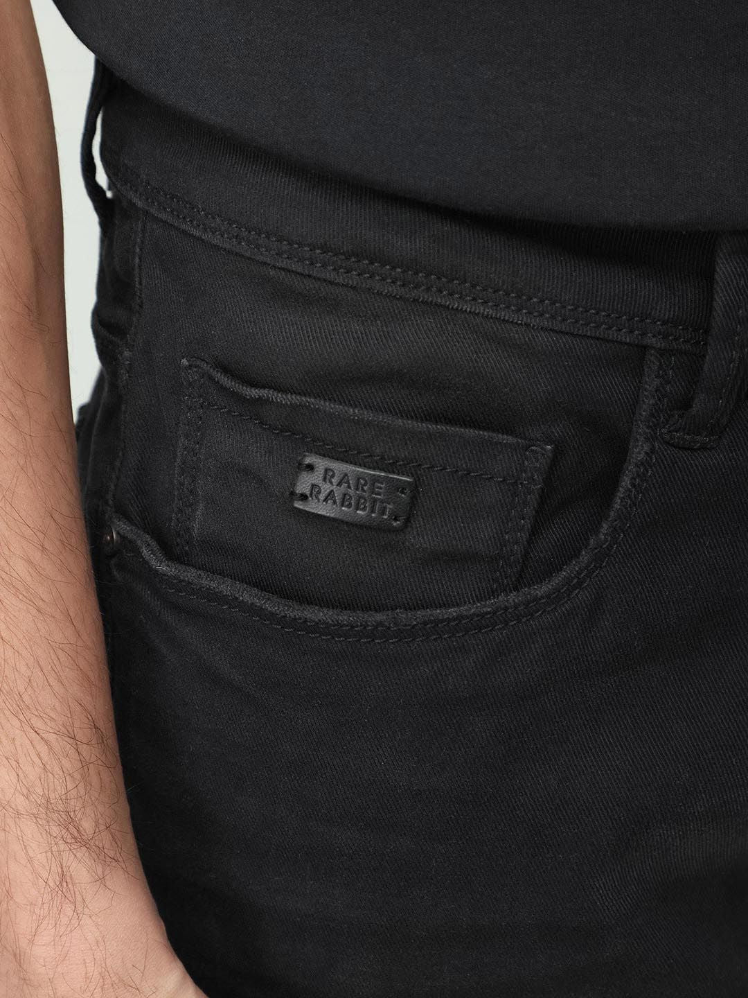 RARE RABBIT Men Ray Mid Rise Slim Fit Cotton Jeans