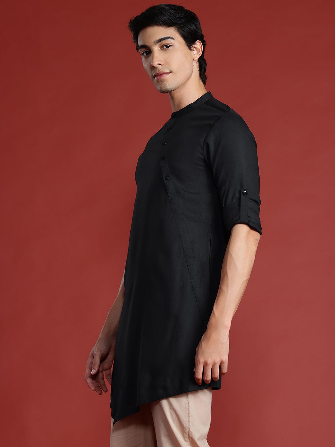 Anouk Asymmetric Roll-Up Sleeves Kurta