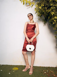 Berrylush Satin Ruched Bodycon Dress