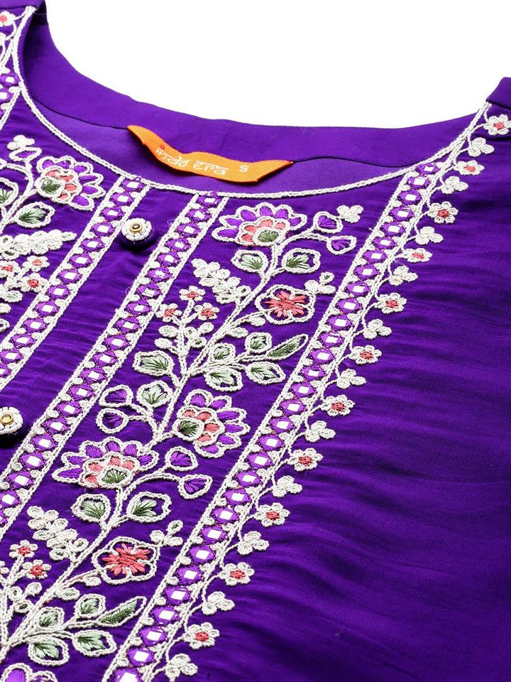 Indo Era Women Floral Embroidered Thread Work Kurta with Trousers & With Dupatta