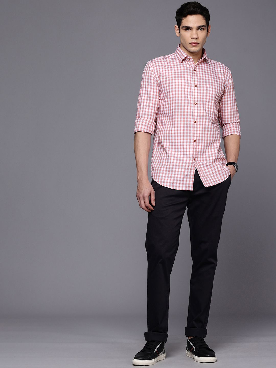 Raymond Pure Cotton Slim Fit Checked Casual Shirt