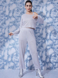 Athena Self Design One Shoulder Top With Trousers  Co-Ords