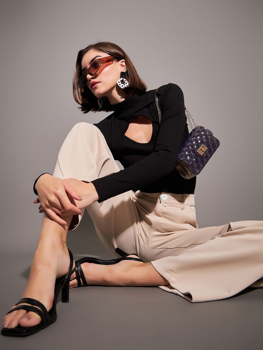 SASSAFRAS High Neck Cut Out Top