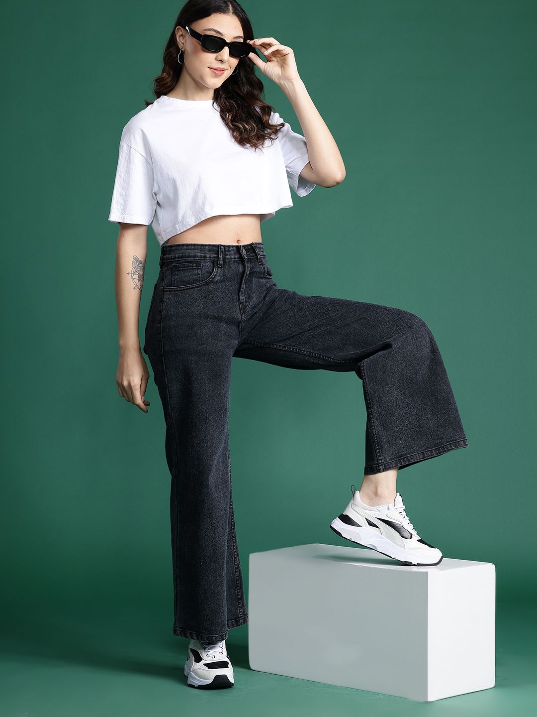 DressBerry Women Wide Leg Stretchable Jeans