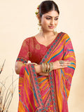 KALINI Leheriya Dyed Pure Chiffon Saree