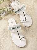 Anouk Women Woven Striped Ethnic One Toe Flats