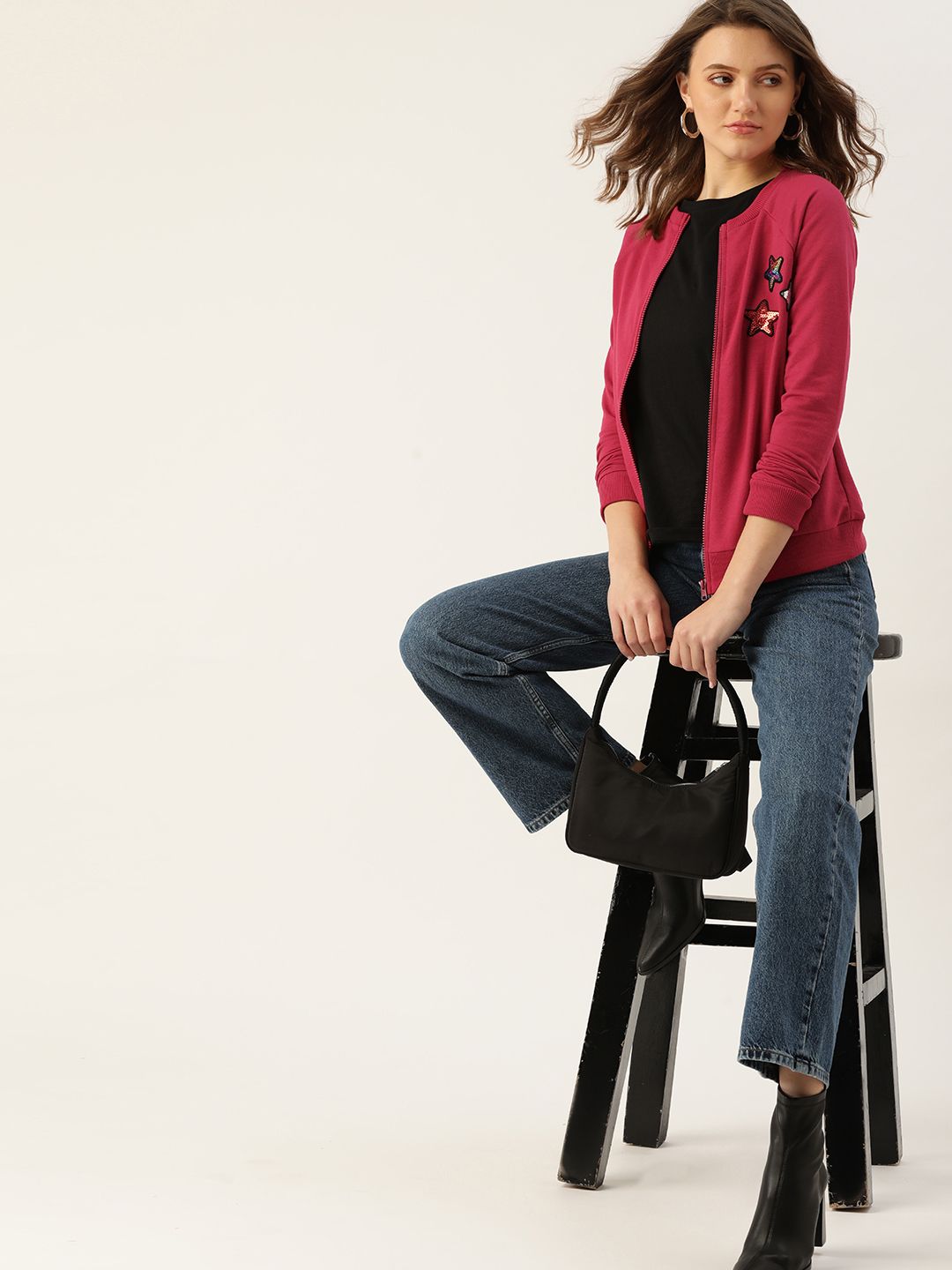 DressBerry Women Pink Solid Sweatshirt