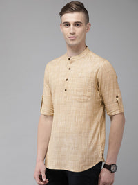 Anouk Men Beige Solid Straight Kurta