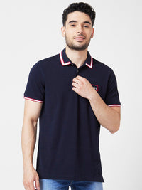 SPYKAR Polo Collar Slim Fit Indigo Cotton Casual T-Shirt