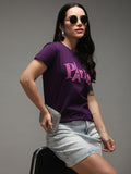 DILLINGER Women Regular Fit Crew Neck Varsity Puff Print Tshirt