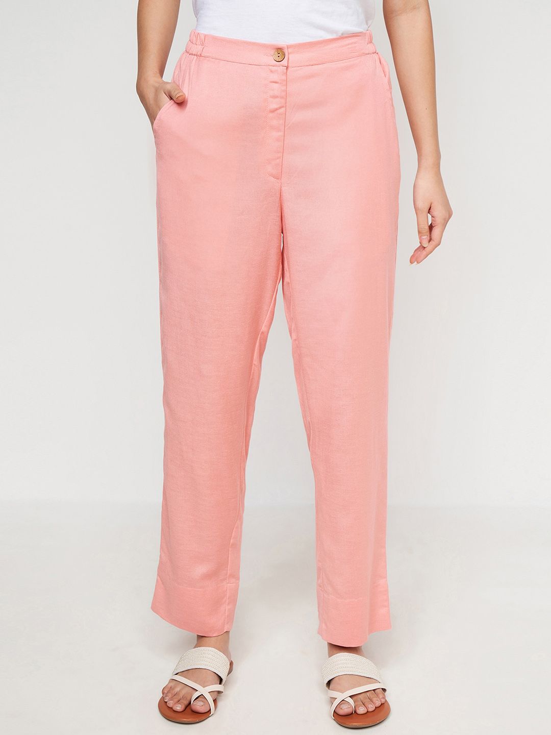 Global Desi Women Straight Fit Parallel Trousers