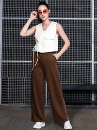 SASSAFRAS Women Brown Cotton Relaxed fit Track Pants