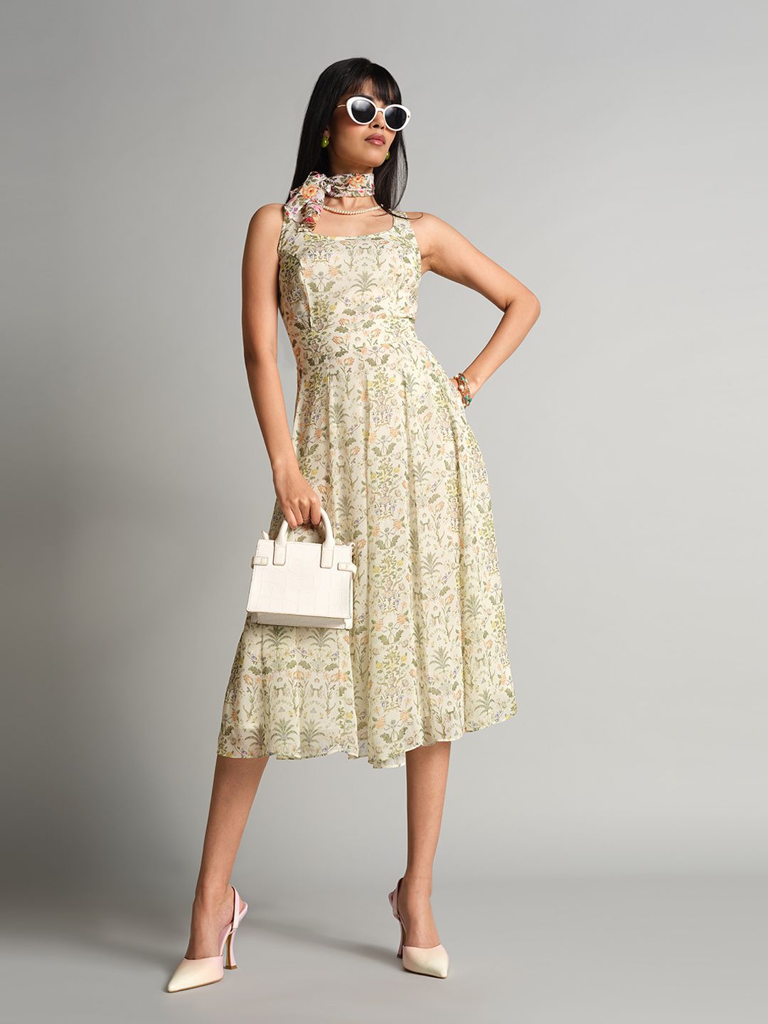 AND Floral Printed Fit & Flare Dress