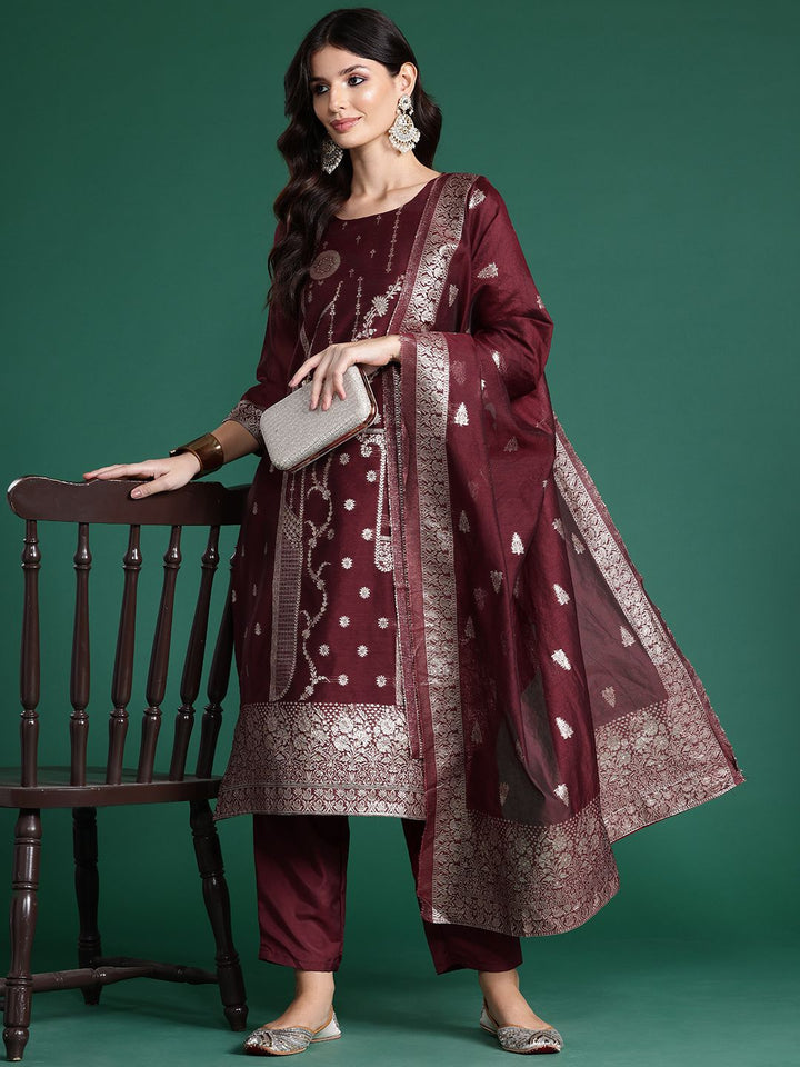 Indo Era Women Ethnic Motifs Regular Kurta with Trousers & With Dupatta