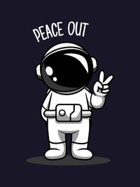 Bewakoof Men Peace Out Astronaut Graphic Print Oversized T-shirt