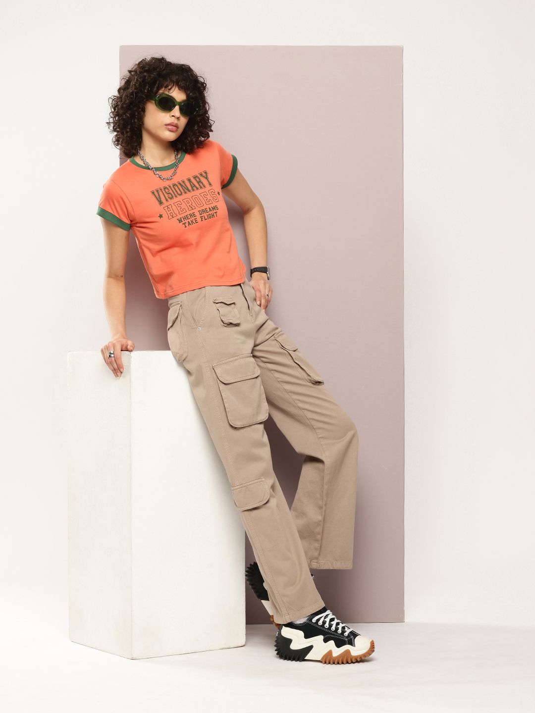 DILLINGER Typography Printed Crop Pure Cotton T-shirt