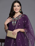 Indo Era Women Floral Yoke Design Regular Thread Work Kurta with Trousers & Dupatta