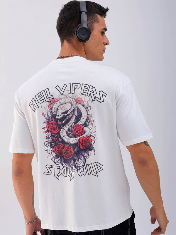 The Indian Garage Co Men Pure Cotton Back Printed Boxy Oversized Round Neck T-shirt