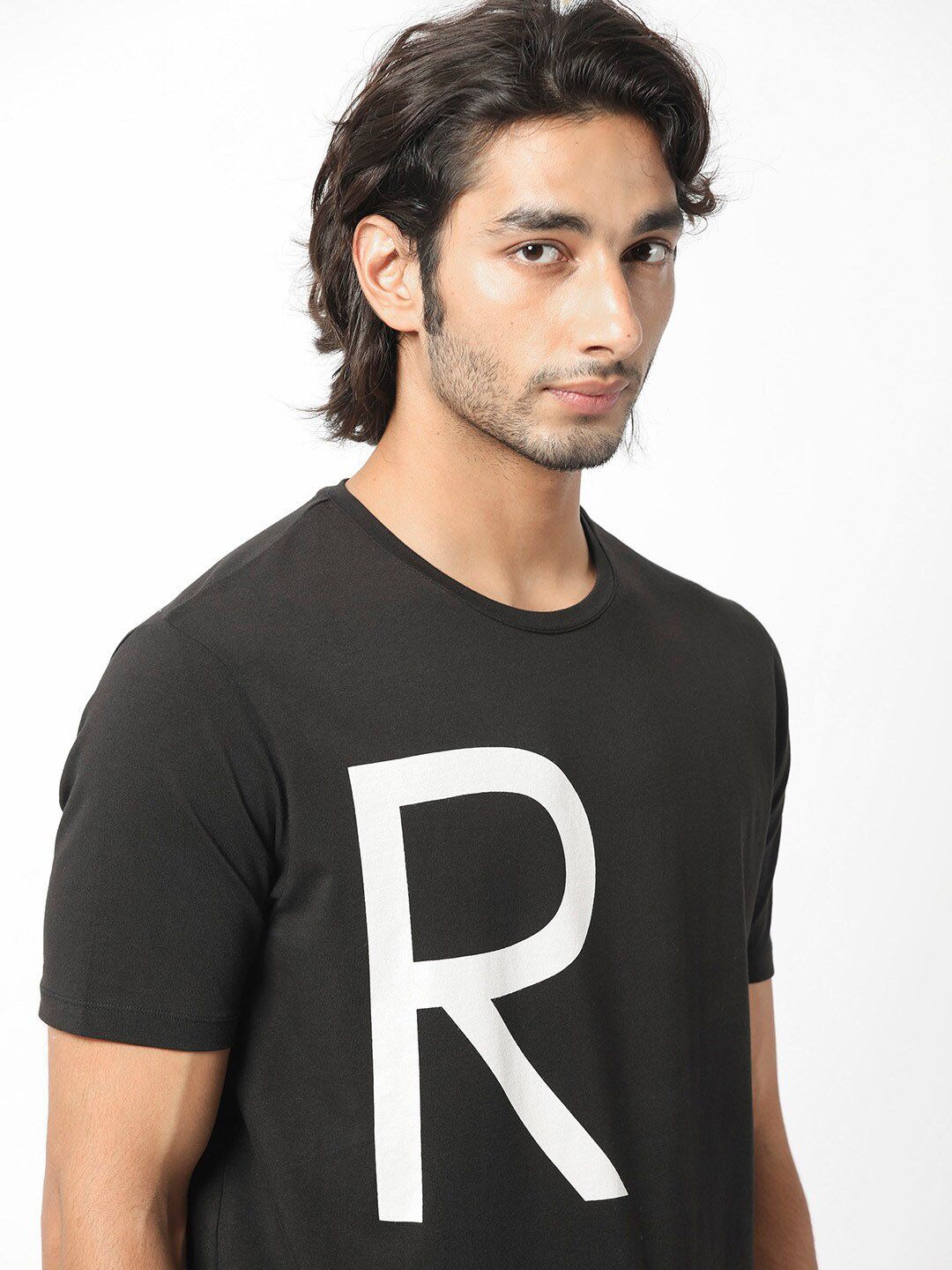 RARE RABBIT Men Drover Typography Printed Slim Fit Cotton T-Shirt