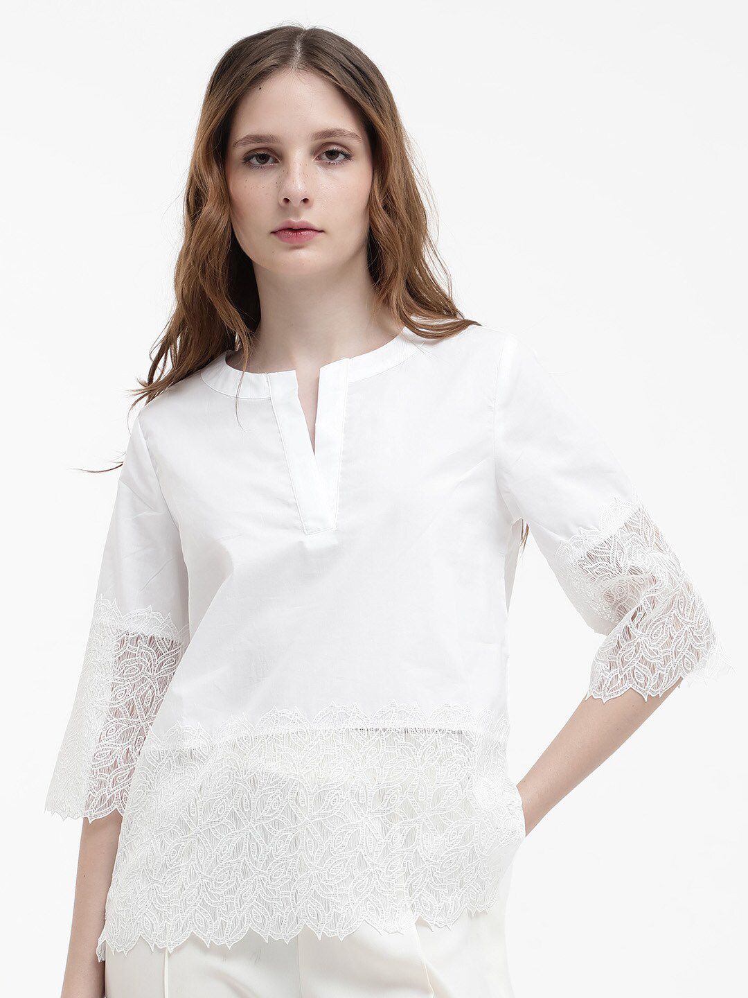 RAREISM Inna V-Neck Bell Sleeves Cotton Top