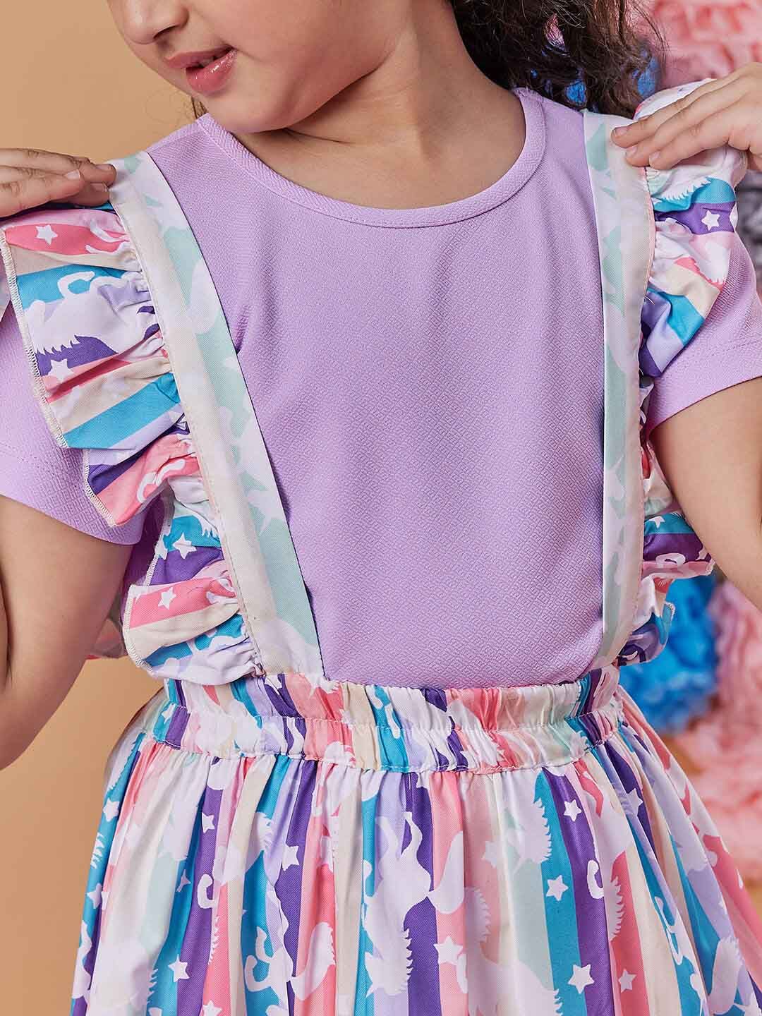 pspeaches Girls Abstract Printed T-shirt with Skirt